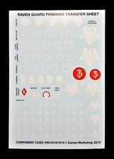 Primaris Raven Guard Transfer Sheet Upgrades Decals Warhammer 40K Space Marines 