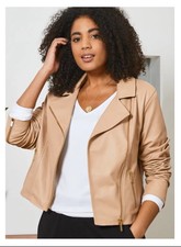 **baukjen Everyday Leather Biker Jacket In Sand Rrp £399 U.k. 12 Brand New**