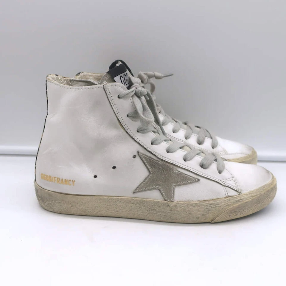 Golden Goose Francy 迷彩饰边高帮运动鞋白色皮革 36 码 — 第 2/4 张图片