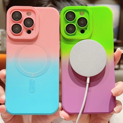 For iPhone 15 Pro Max 14 13 12 11 Magsafe Shockproof Hybrid Gradient Case Cover