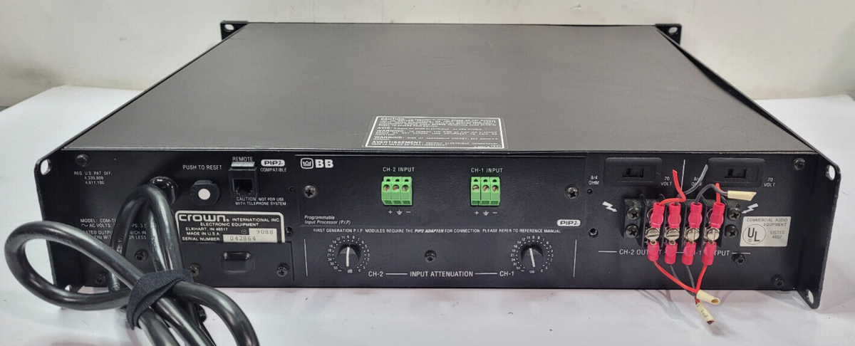 Crown Com-Tech 210 2-Channel Power Amplifier - Power Tested