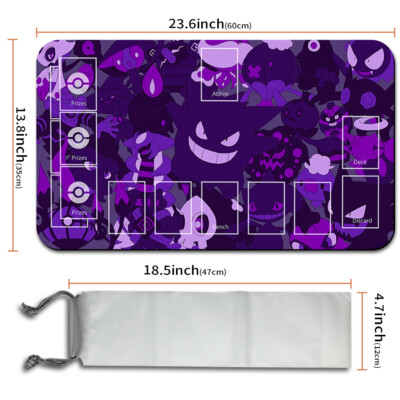 NEW Pokemon Gengar Playmat with Card Zones Free Bag Rubber Game