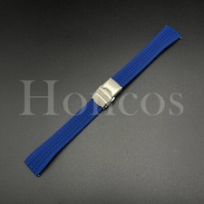 22 MM D/Blue Silicone Rubber Watch Strap Fits Blancpain X Swatch Atlantic Ocean