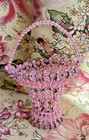 Safety Pin and Pink Beaded Basket with Handle, Vintage,  Pre-Owned — photo 3