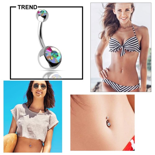 6-22Pcs Stainless Steel Belly Button Ring Navel Rings Barbell for Women Girl 14G - Picture 2 of 12