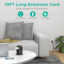 Power Strip Tower with USB Ports- Surge Protector with 12 AC Outlet and 4 USB...