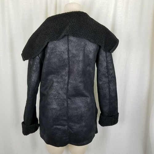 Unplugged Museum Brand Jacket Rancher Bomber Faux Shearling Womens S Black Coat - Picture 5 of 11