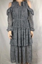 Women's Maison Jules Cold-Shoulder Flounce Dress Black Combo Size S