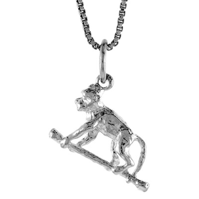 925 Sterling Silver Climbing Monkey Pendant 7/16 (11mm) Inch Tall