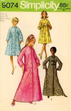 Simplicity 9074 Caftan Robe, Buttoned Housecoat, Quilted Sz 12 CUT COMPLETE