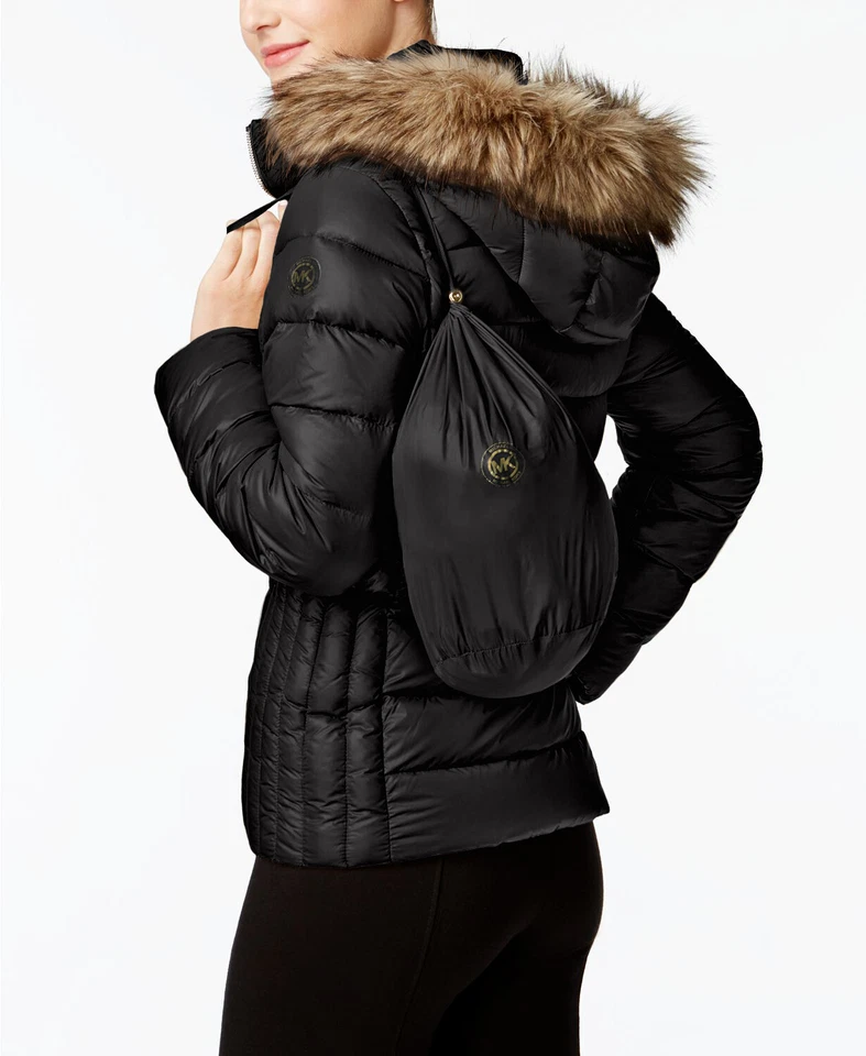 Chaqueta Michael Michael Kors Empacable Plumón Imitación Piel Ribete Mediana Foto 2 de 4