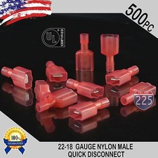 22-18 GAUGE 500 PC NYLON FULLY INSULATED QUICK DISCONNECT MALE .250 CONNECTOR