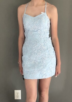 Sz 2 Sheath Lace Up Straps Short/Mini Dress Blue Homecoming Morp Prom Dance $240 | eBay Sz 2 Sheath Lace Up Straps Short/Mini Dress Blue Homecoming Morp Prom Dance $240 | eBay