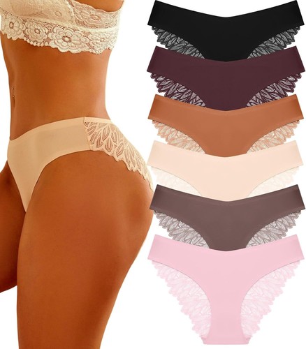 Sexy Underwear for Women Silky Seamless No Show Panties Ladies Lace Bikini - Picture 9 of 18