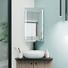 Lighted Bathroom Corner Medicine Cabinet W/Mirror Single Door Wall Mount Hanging