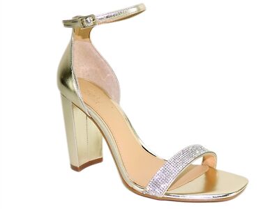 Jewel Badgley Mischka Keshia III Evening Sandals Gold Metallic Size M 