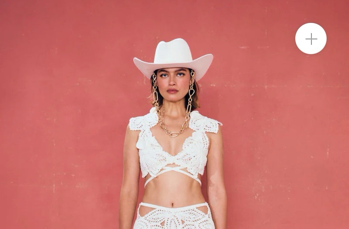 Cult Gia REINA CROCHET BIKINI TOP White NWT Size L image 2