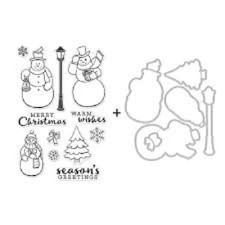 HERO ARTS - ACRYLIC STAMPS N CUTTING DIE BUNDLE - MERRY SNOWMEN