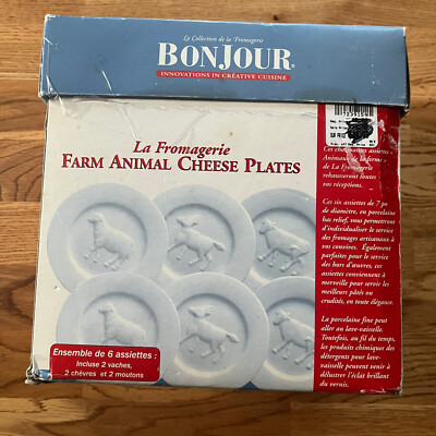 Bonjour La Fromagerie Cheese Plates Farm Animal 6 Sheep Cows Goats plates