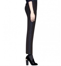 Tory Burch Black Tobie Pants with Blue Tweed Side Stripe Size 2