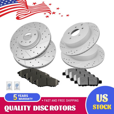 Front Rear Drilled Rotors & Ceramic Pads for Nissan Murano INFINITI QX70 M37 Q70