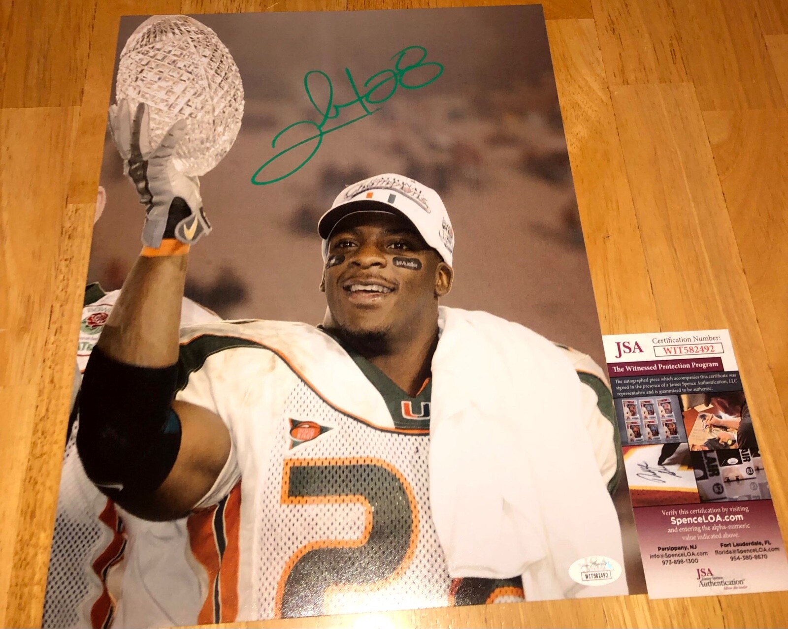 Clinton Portis Autographed Signed Miami Hurricanes 11x14 Photo JSA 