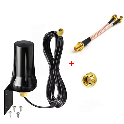 Omni 4G LTE External Waterproof Antenna & Dual SMA Splitter Cable for LTE Router