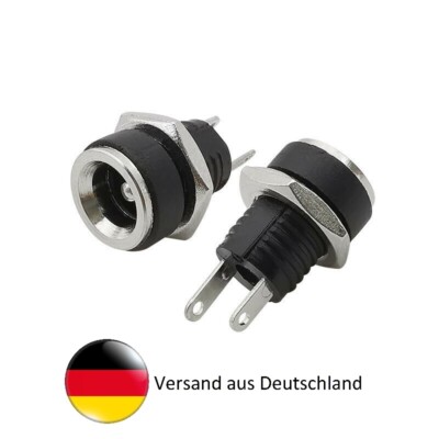 DC Einbaubuchse 5,5x2,1mm / 5,5x2,5mm mit Überwurfmutter, DC022B, Arduino Buchse