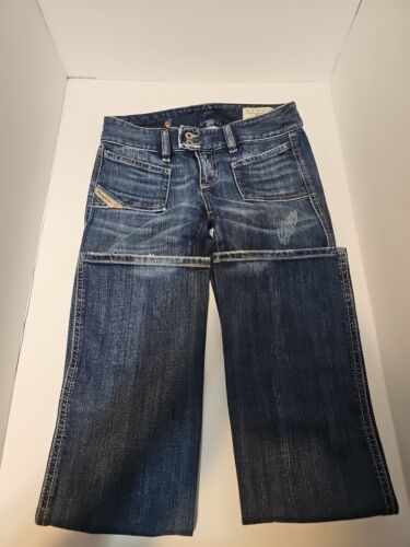 Diesel Women’s Double Button Distressed 100% Cotton Bootcut Made In Italy Size25 - Picture 1 of 8