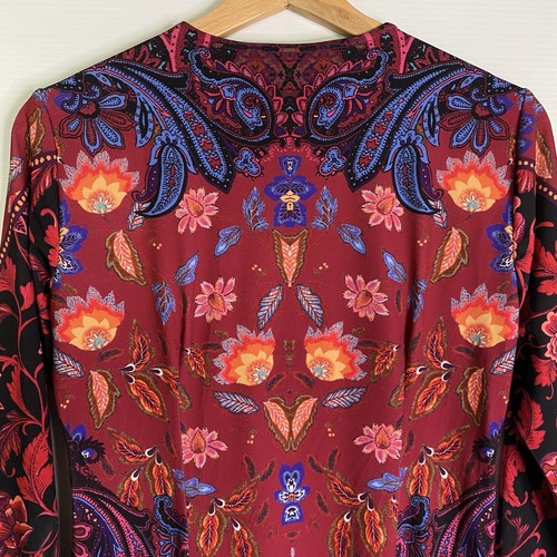Hale Bob Dress Women S Pink Blue Floral Paisley Long Sleeve Short Shift Boho - Picture 13 of 18