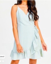 Altar'd State Anabella Dress Womens Small Sage/Light Green Wrap Dress