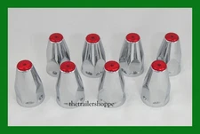 Chrome Lug Nut Covers with Flanges and Red Reflectors 33mm ABS Plastic 8 PC.
