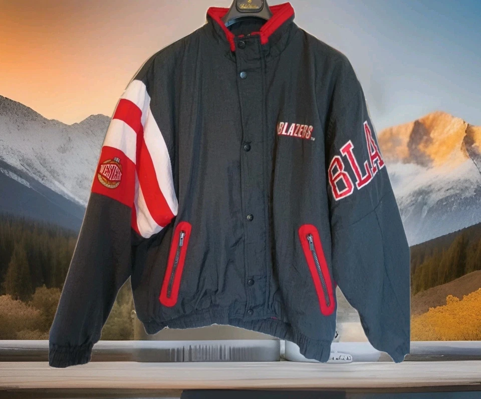 Vtg 90s Starter Jacket Mens L NBA Portland Trail Blazers Basketball Drexler Zip - Image 3 of 4