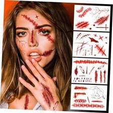 Halloween Zombies Fake Scars Temporary Tattoos, Makeup Kit Classic Scar Tattoos