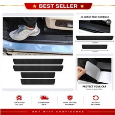 Car Door Sill Protector Stickers 4pc Carbon Fiber Self-Adhesive