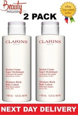 Clarins Moisture Rich Body Lotion 400ml With Shea Butter Dry Skin Care PACK OF 2