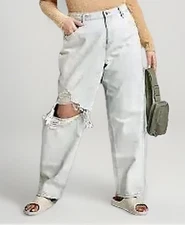 Wild Fable Women's Sz 18 Hi-Rise Straight Distressed  Jeans Light Wash NWT $25