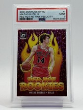 MATAS BUZELIS 2024-25 OPTIC RED HOT ROOKIES PINK VELOCITY /79 PSA 9 Q4856