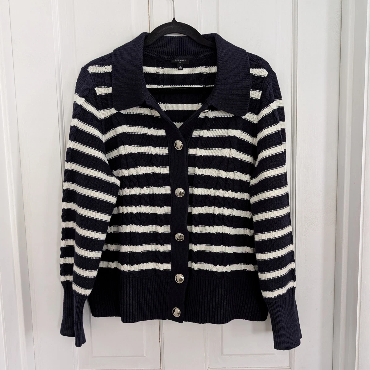 Cardigan Talbots Charming Three-quarter Sleeves Colorblock Taille Sp - Neuf Avec étiquettes