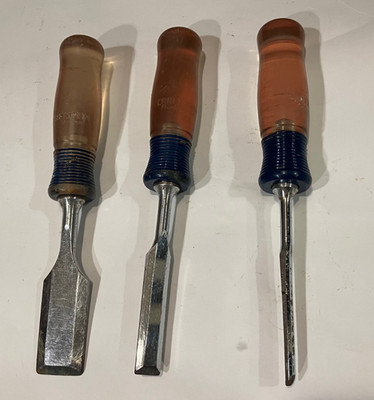 Vintage Craftsman Made in the USA Professional 3 Piece Woodworking Chisel Set