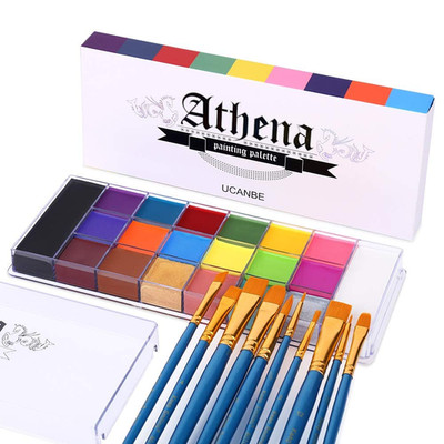 UCANBE Körperfarben Set 20 Farben Mit 10 Pinseln, Athena Face Paint Hohe Farbwie