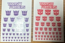 Transformers Autobot & Decepticon Insignia Sticker Sheets Over 90 Paper Stickers