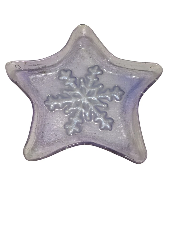 3 Star Shaped Snowflake Blue Glass Christmas Winter Plates 10½"x9". See Photos.  - Image 3 of 4