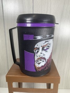 WWF The Undertaker Vintage 1992 Plastic Travel Mug Cup Aladdin Black Purple