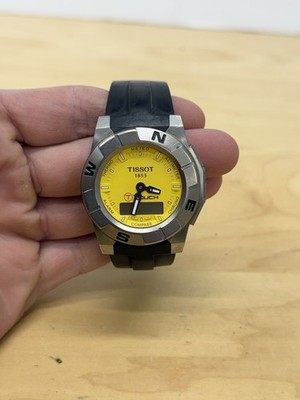 Tissot T-Touch Titanium Yellow Dial Digital Analog Compass Altimeter Watch