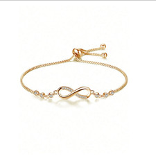 Infinity Bracelet in Gold, Silver & Rose Gold Adjustable Elegant Gift for Women