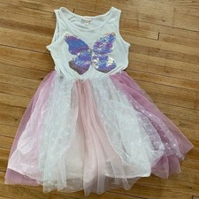 Cat  Jack Girl 10-12 Flip Sequin Butterfly Tulle Dress Layered Sleeveless