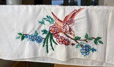 Set Of Two Vintage Lovely Bird Embroidered Pillow Cases Cottagecore Unused 28.5"