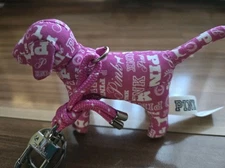 NWT Victorias Secret PINK Micro Mini Dog Keychain Bag Clip Pink Gossip Logo Prin