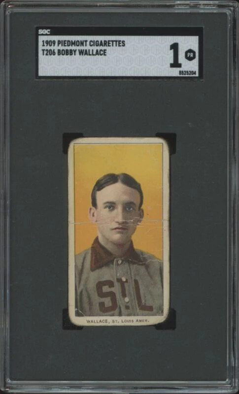 1909 T206 BOBBY WALLACE POOR PIEDMONT 150 HOF SGC 1 BASEBALL ST. LOUIS BROWNS